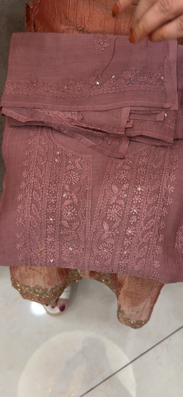 CHIKANKARI UNSTITCHED SALWAR SUITS - NUWA - 1305