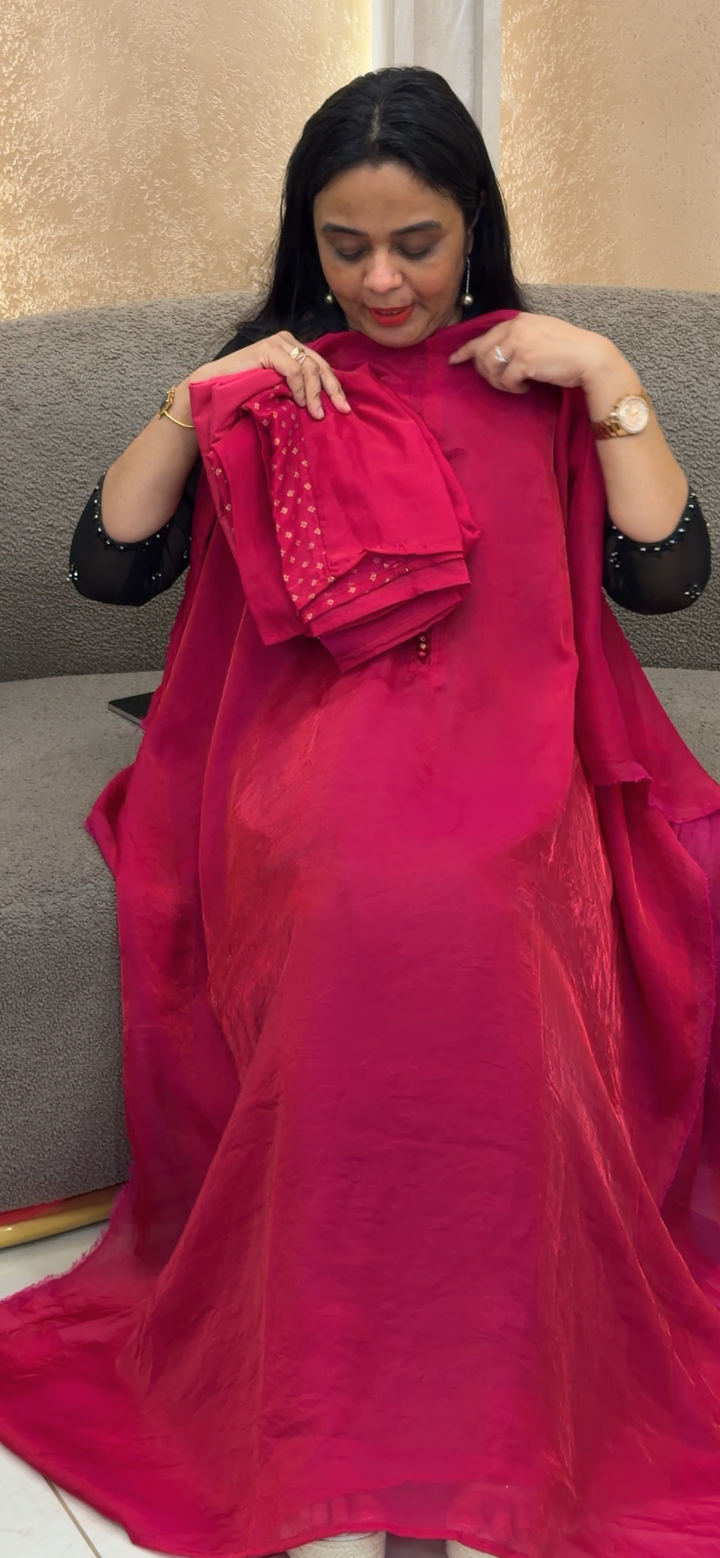 VELVET ORGANZA UNSTITCHED SALWAR SUITS - NUWA - 2282