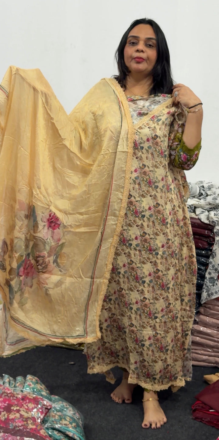 PRINTED CHINON UNSTITCHED SALWAR SUITS - NUWA-834