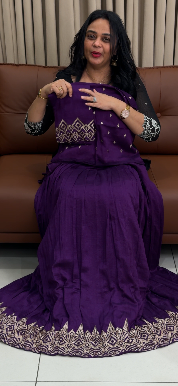 SEMI RAW SILK SEMI  STITCHED DHAVANI SETS - NUWA - 1832