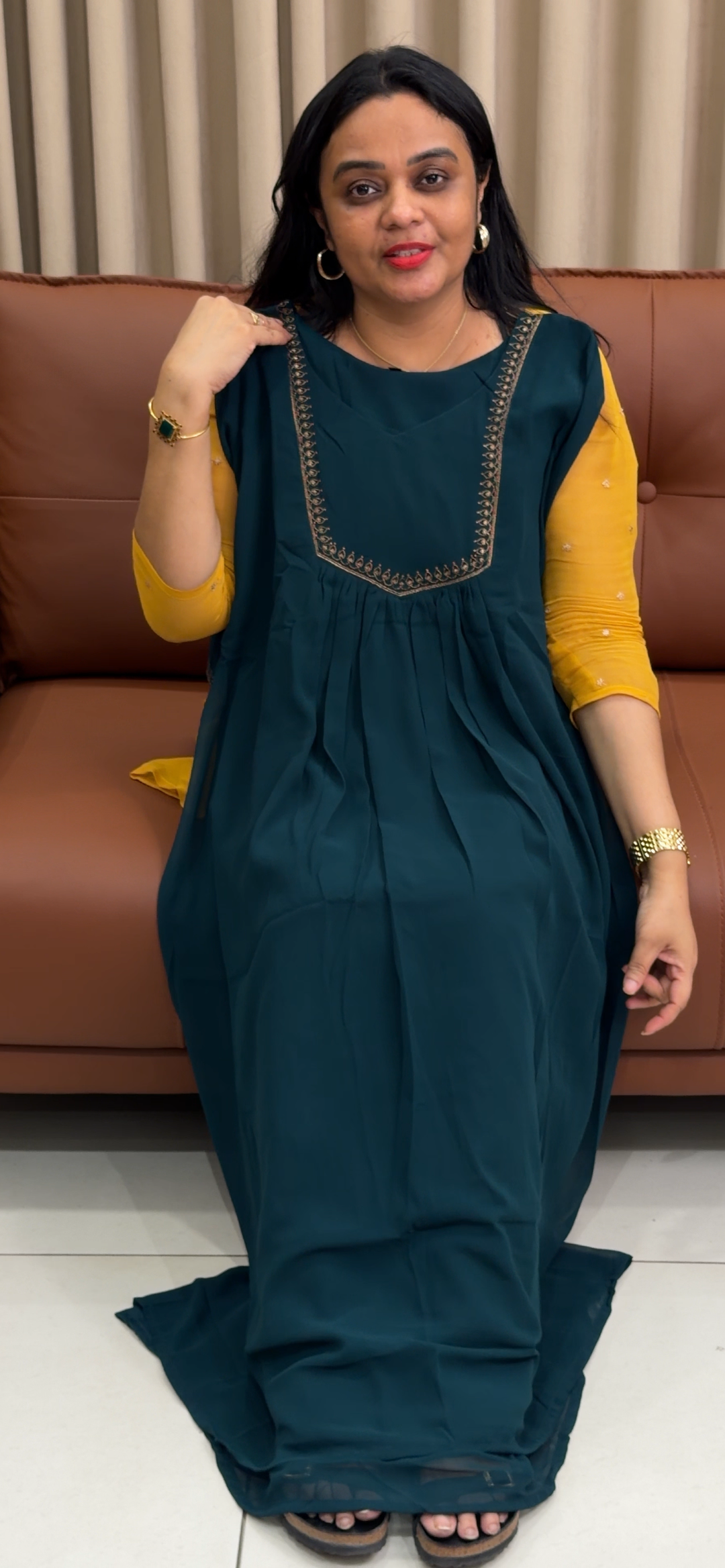 FAUX GEORGETTE LONG TOPS - NUWA - 2179