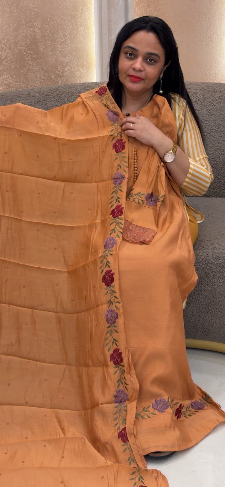 MALAI CHANDERI TOP, BOTTOM AND DUPATTA - NUWA - 2305
