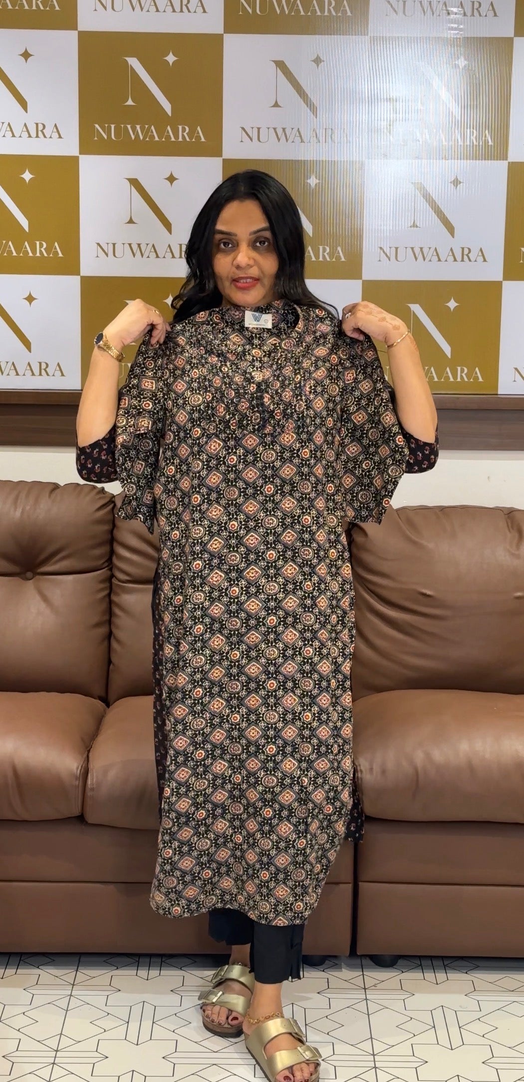 PRINTED COTTON SLITTED TOPS - NUWA-763