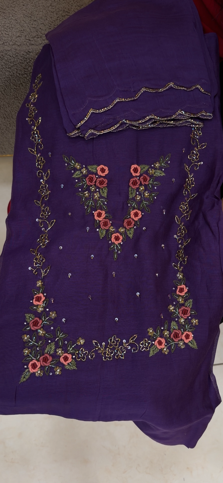 MALAI CHANDERI UNSTITCHED SALWAR SUITS - NUWA - 2140