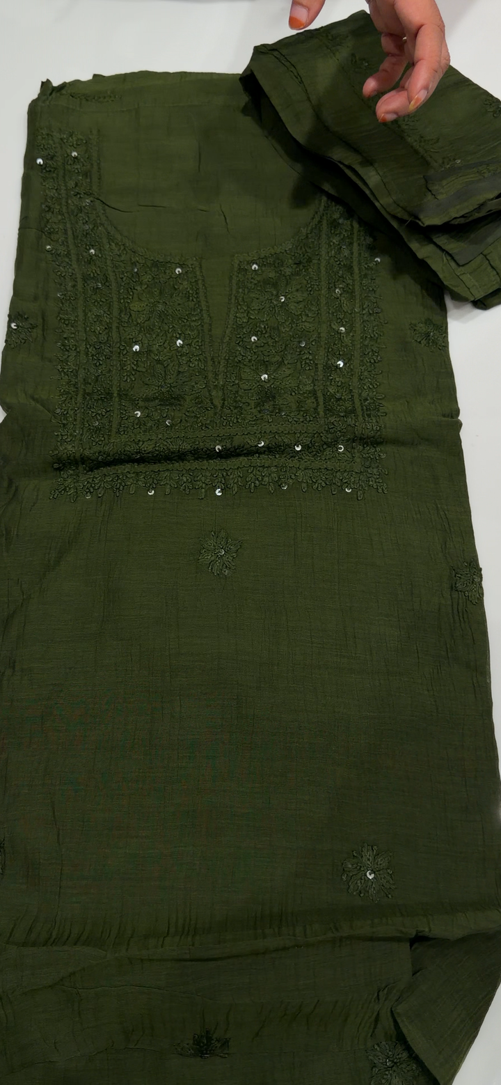 CHIKANKARI UNSTITCHED SALWAR SUITS - NUWA - 1743