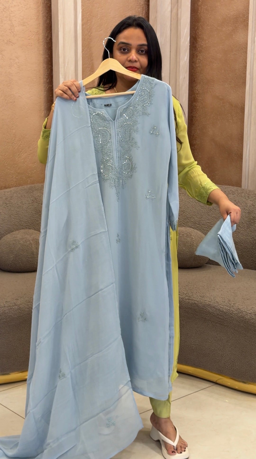 GEORGETTE LUCKNOWI TOP, BOTTOM AND DUPATTA - NUWA-1062