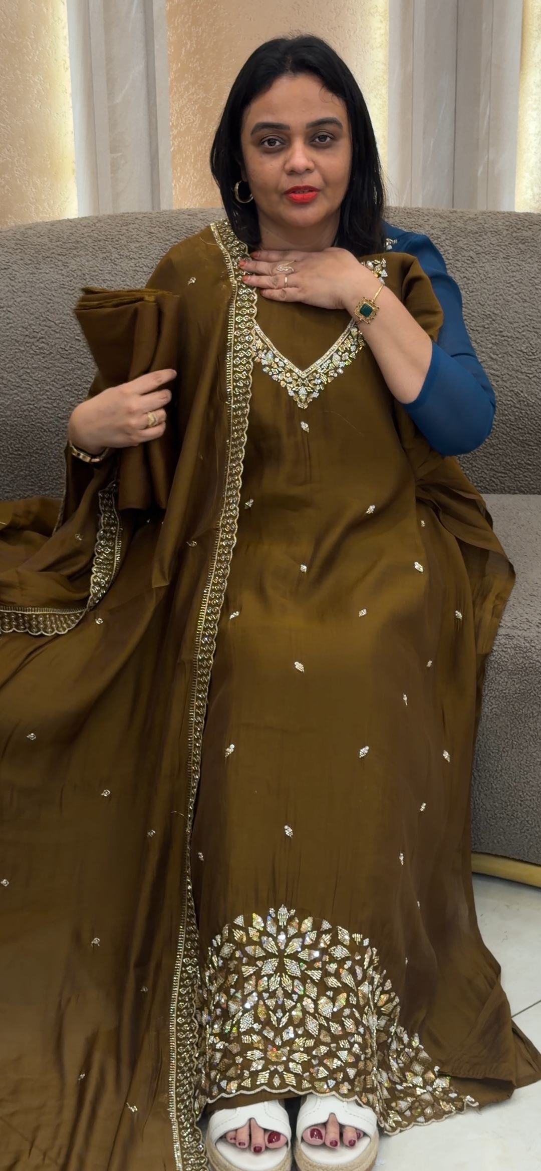 HAND WORKED UNSTITCHED SALWAR SUITS  - NUWA - 1380