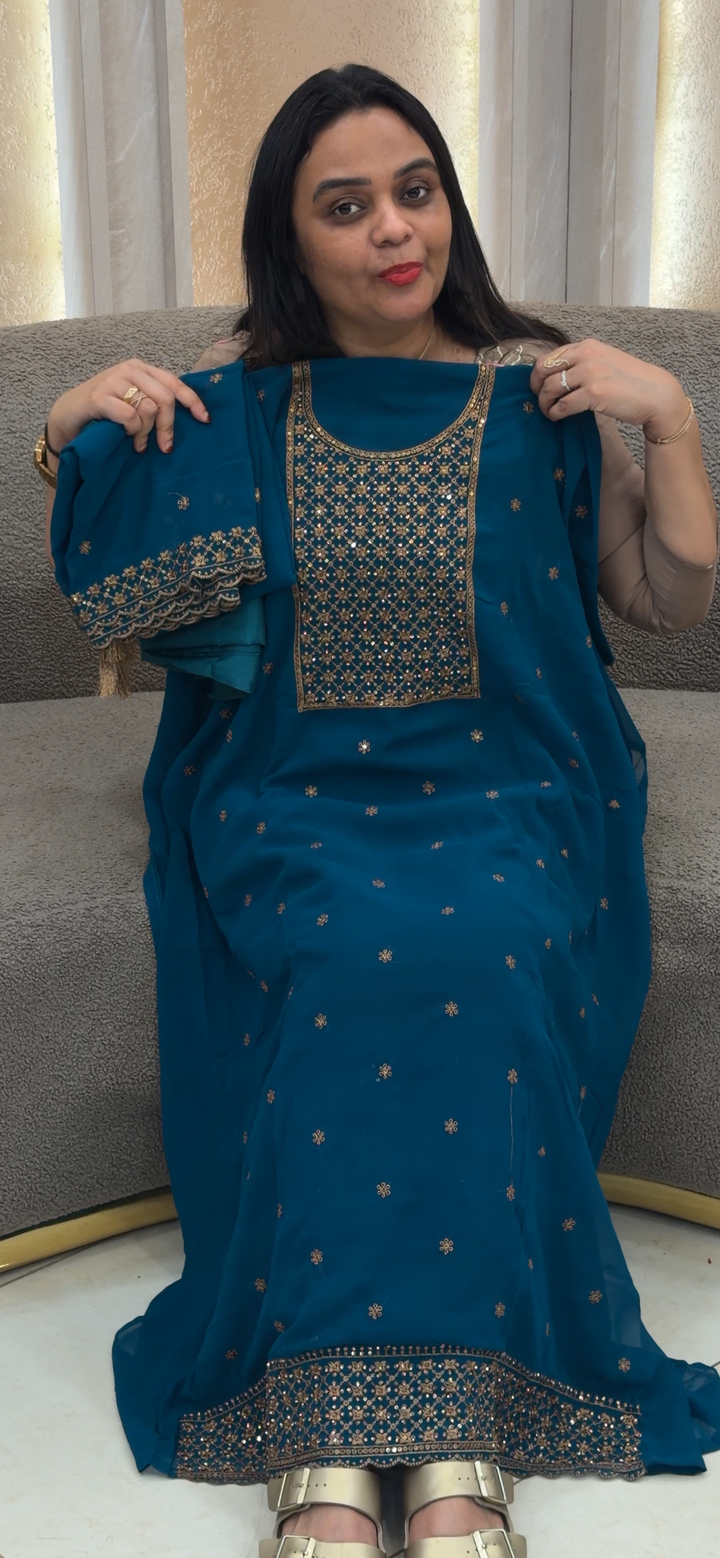 FAUX GEORGETTE UNSTITCHED SALWAR SUITS - NUWA - 1619