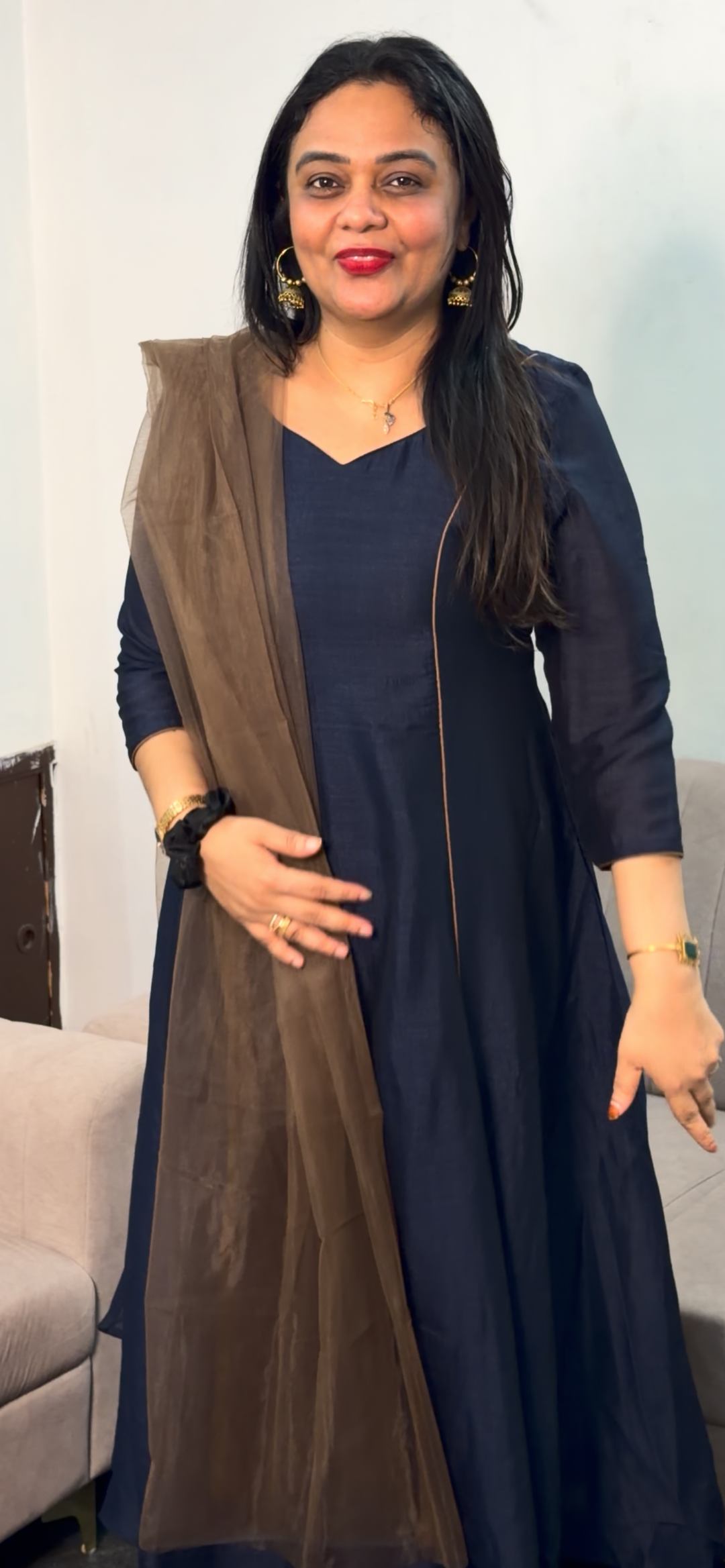 IN-HOUSE SEMI RAW SILK ALINE TOP AND DUPATTA - NUWA - 1470