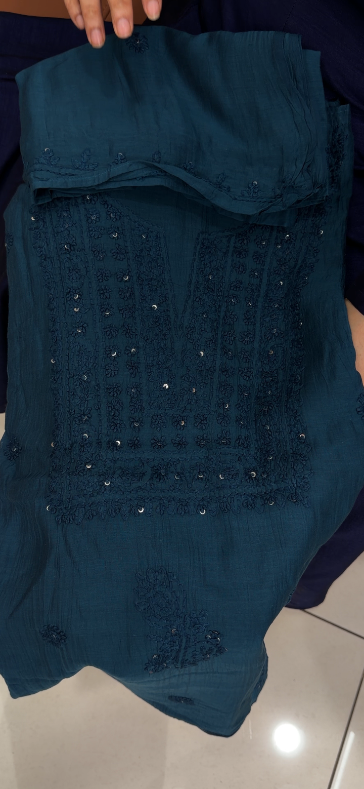 CHIKANKARI UNSTITCHED SALWAR SUITS - NUWA - 2208