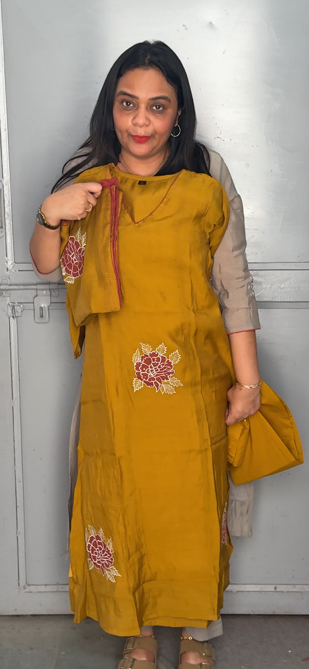 MALAI CHANDERI SLITTED TOP, BOTTOM AND DUPATTA  - NUWA - 1120