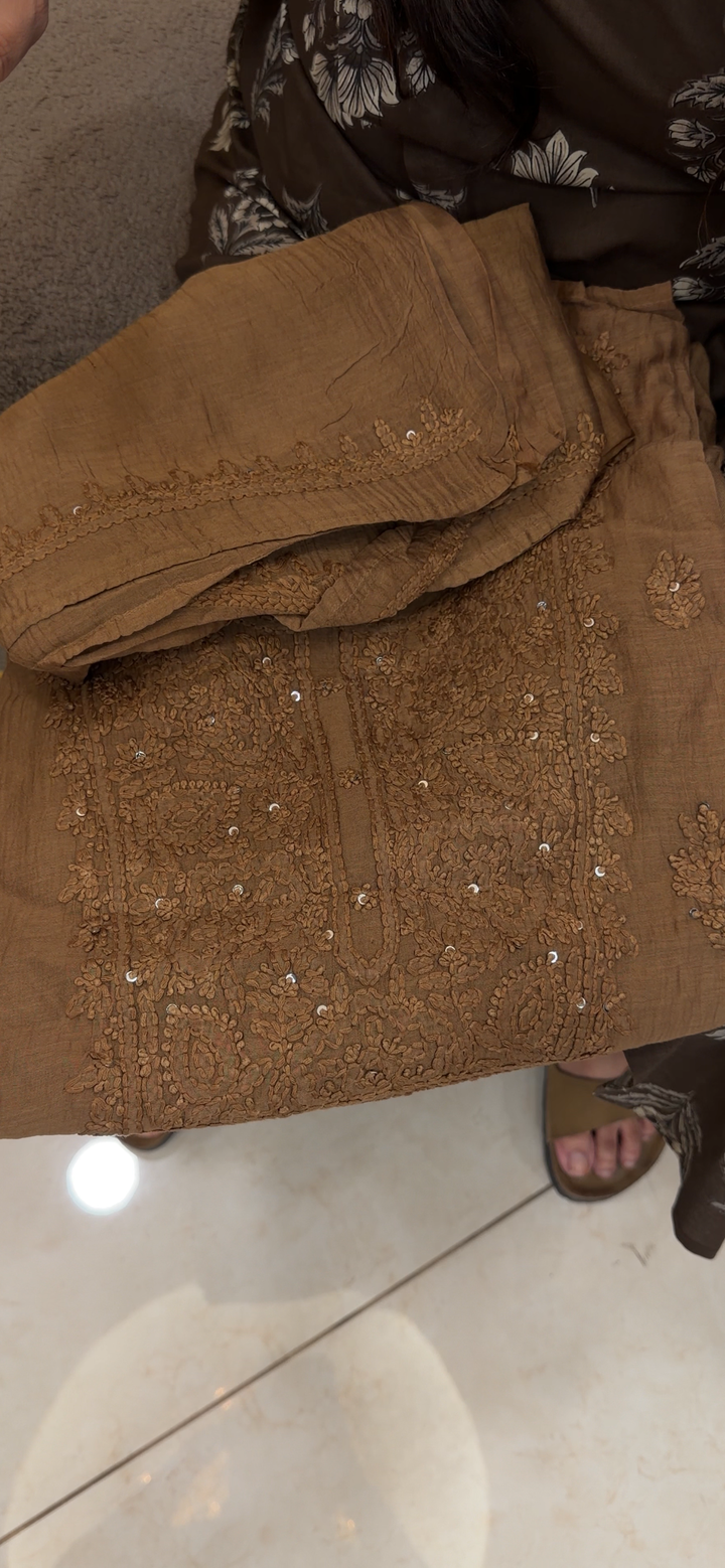 LUCKNOWI CHIKANKARI UNSTITCHED SALWAR SUITS - NUWA - 1396
