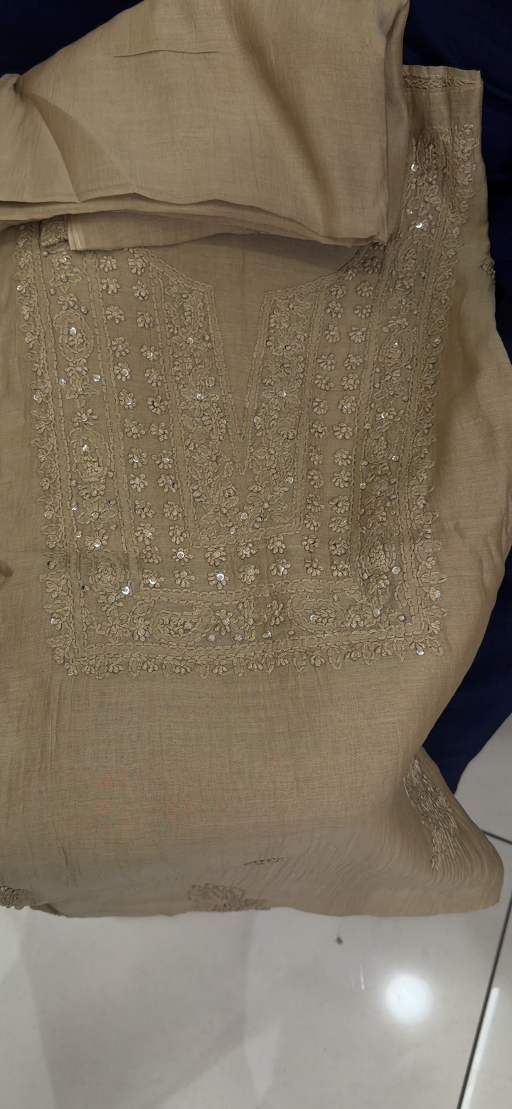 CHIKANKARI UNSTITCHED SALWAR SUITS - NUWA - 2208