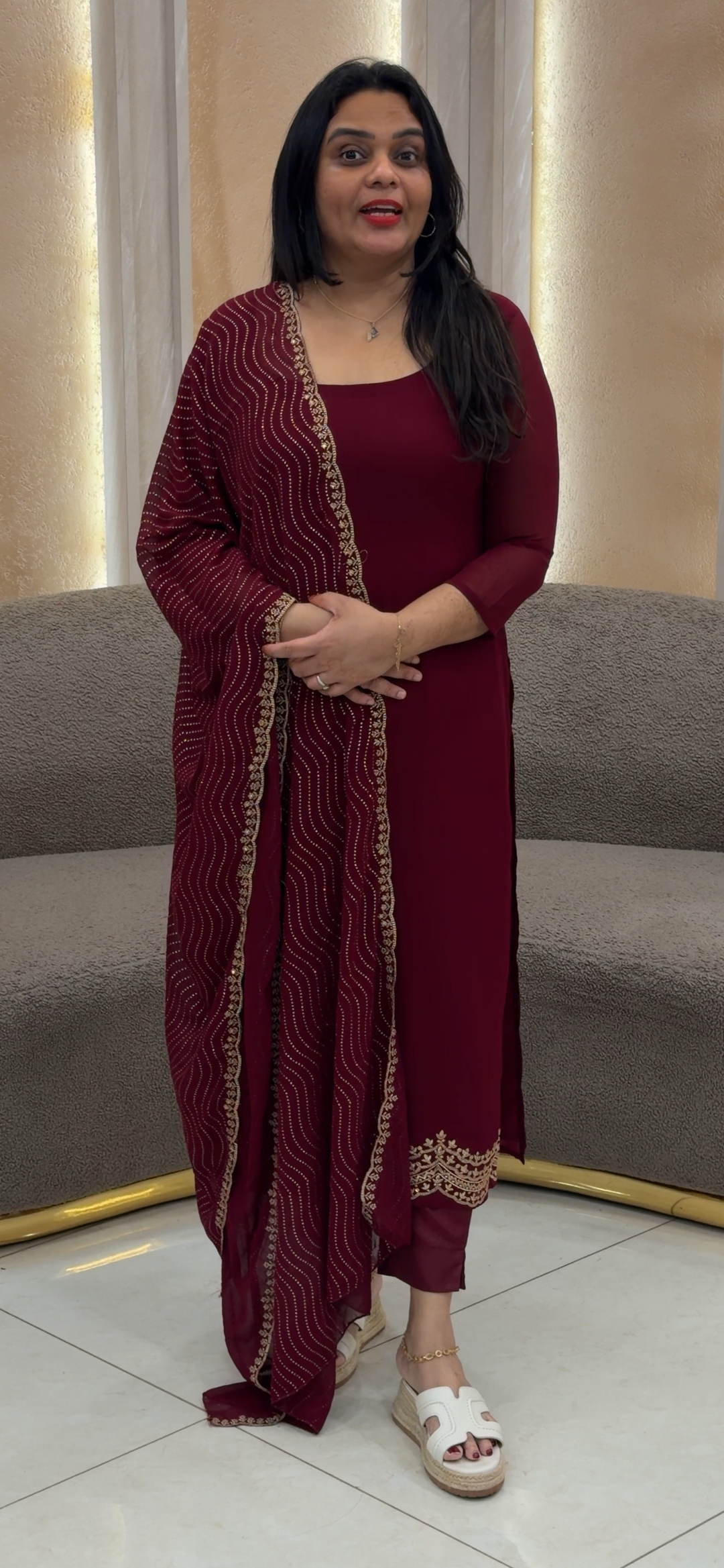 FAUX GEORGETET UNSTITCHED SALWAR SUITS  - NUWA - 1298