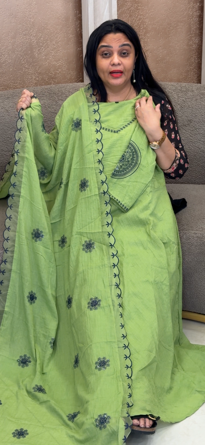 MUL CHANDERI TOP AND DUPATTA - NUWA - 2247