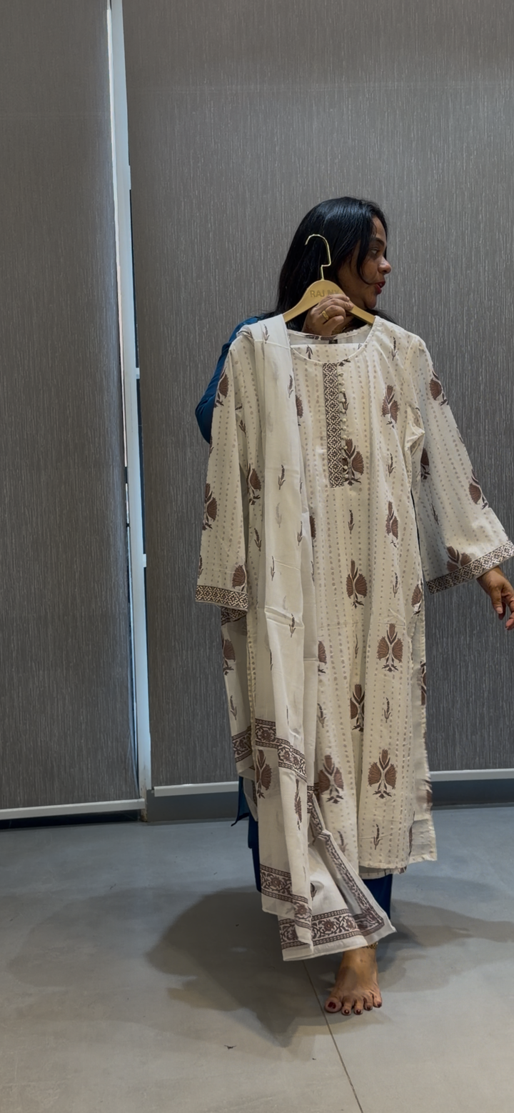 PRINTED COTTON TOP, BOTTOM AND DUPATTA - NUWA-291