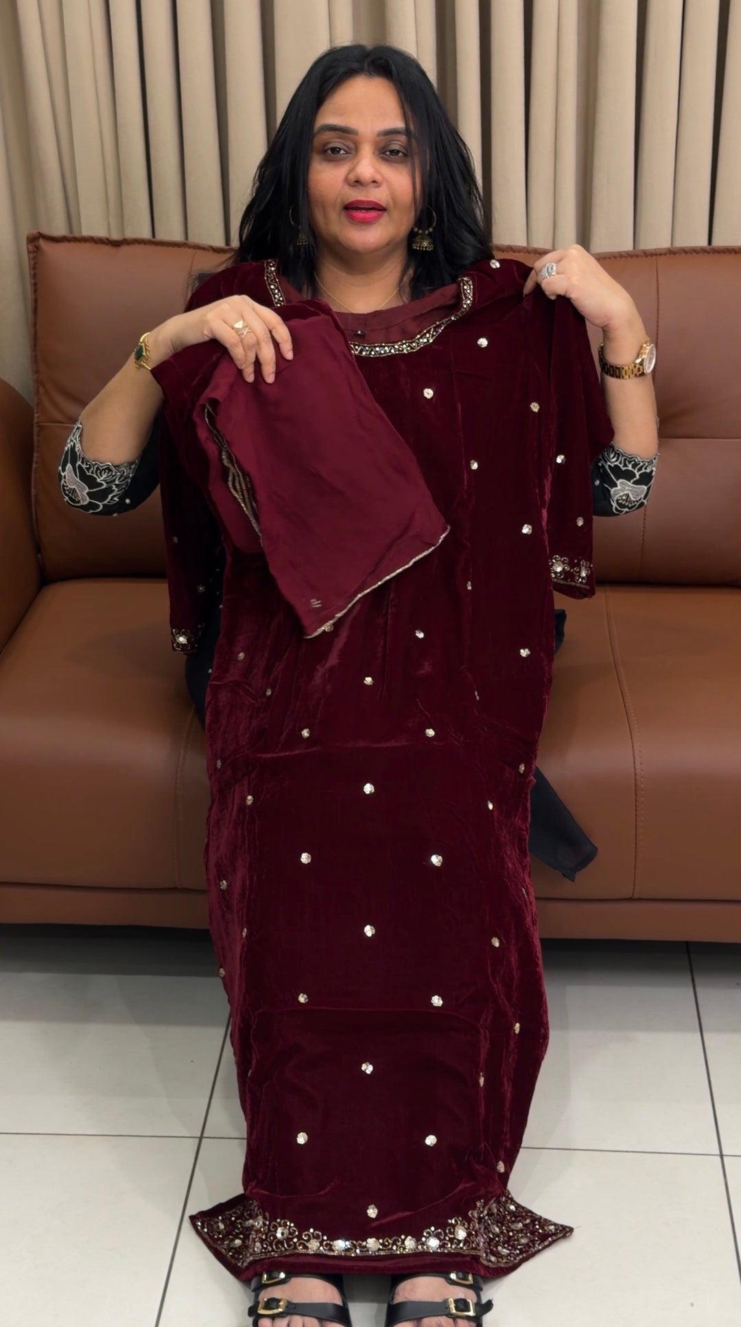 HANDWORKED VELVET TOP,BOTTOM AND DUPATTA - NIUWA-1835