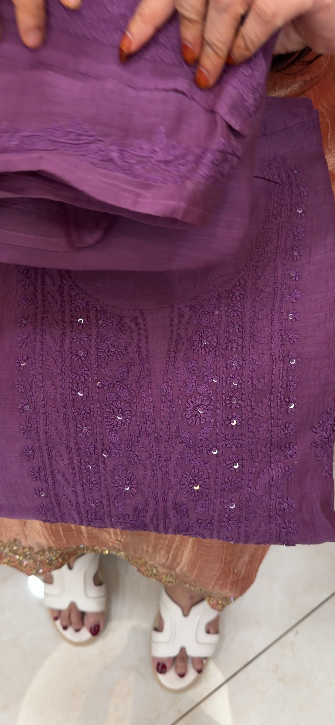 CHIKANKARI UNSTITCHED SALWAR SUITS - NUWA - 1305
