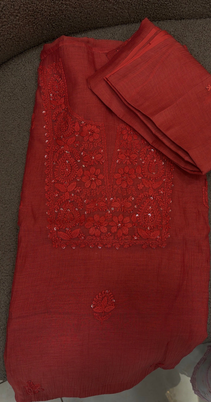 LUCKNOWI CHIKANKARI UNSTITCHED SALWAR SUITS - NUWA-1282