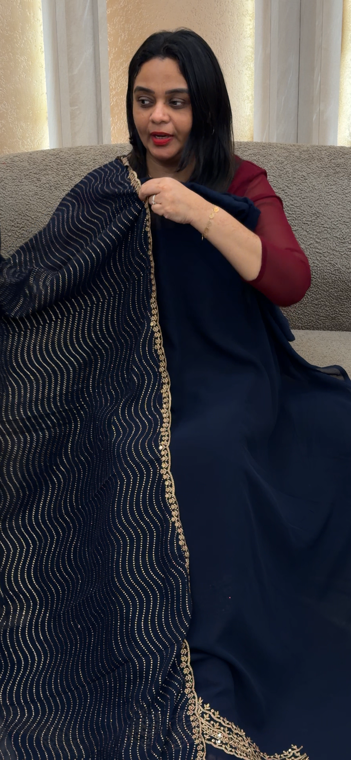 FAUX GEORGETET UNSTITCHED SALWAR SUITS  - NUWA - 1298