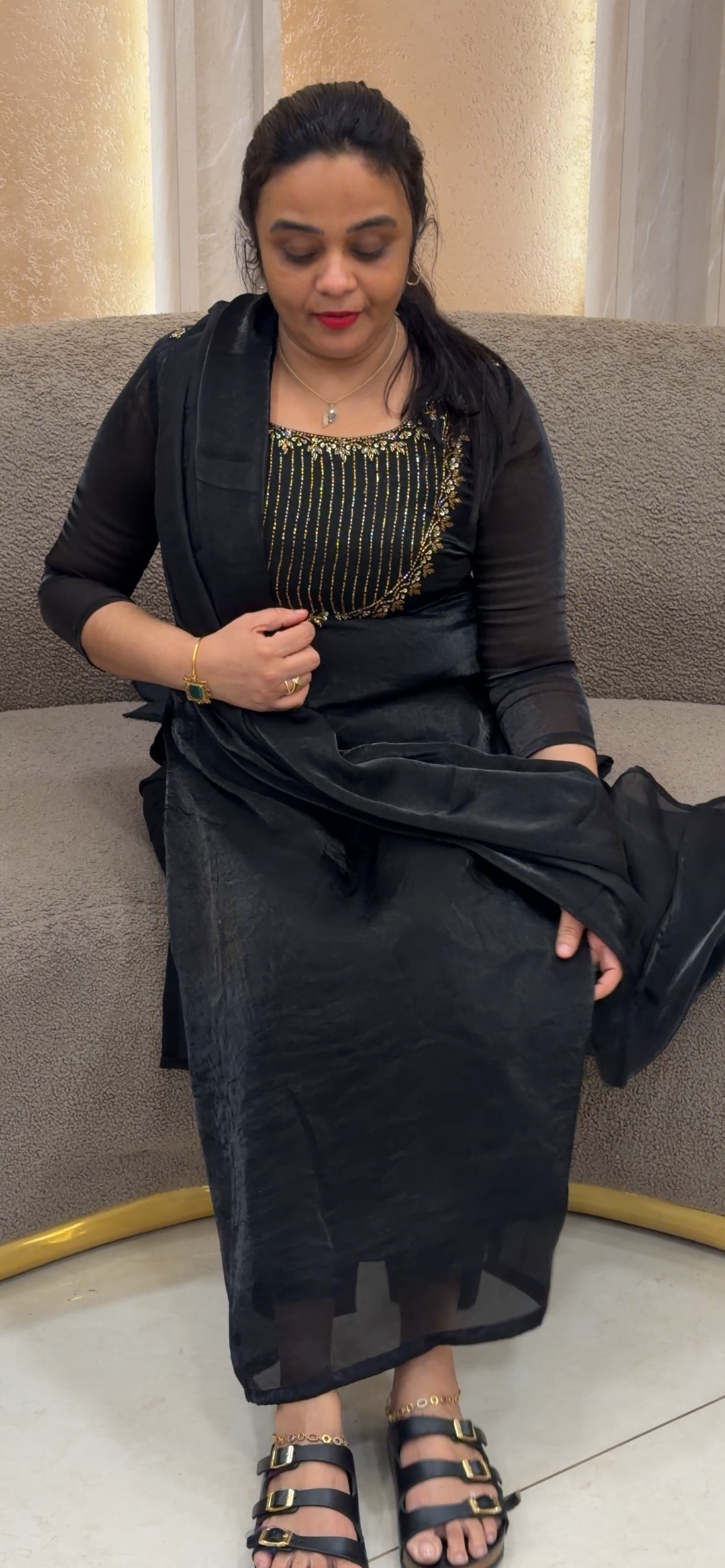 VELVET ORGANZA UNSTITCHED SALWAR SUITS - NUWA - 2019