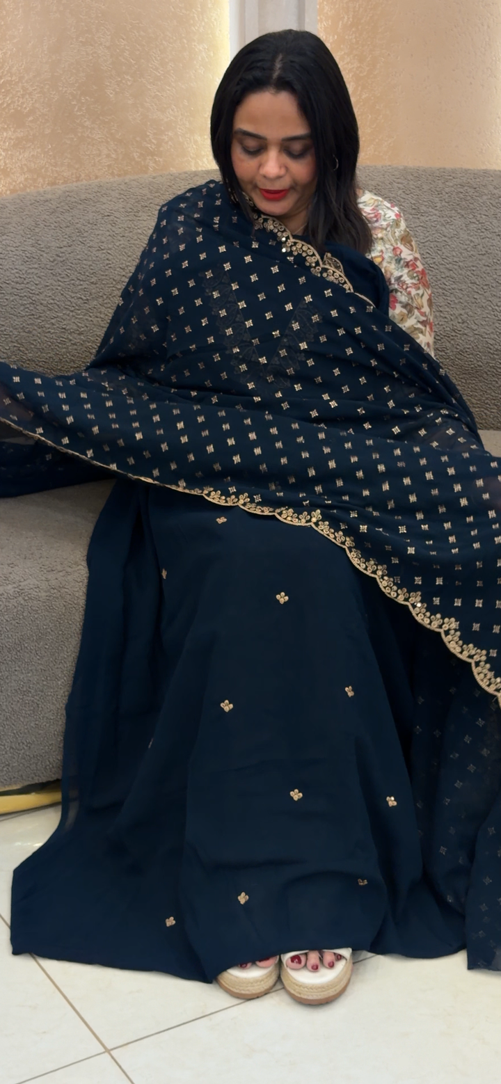 FAUX GEORGETTE UNSTITCHED SALWAR SUITS  - NUWA - 1268