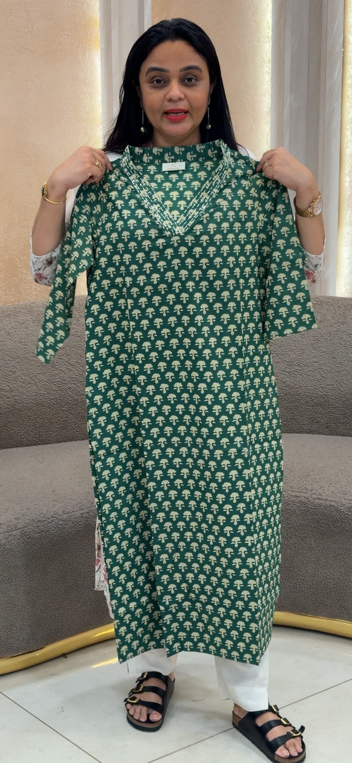 COTTON LONG SLITTED TOPS - NUWA - 2313