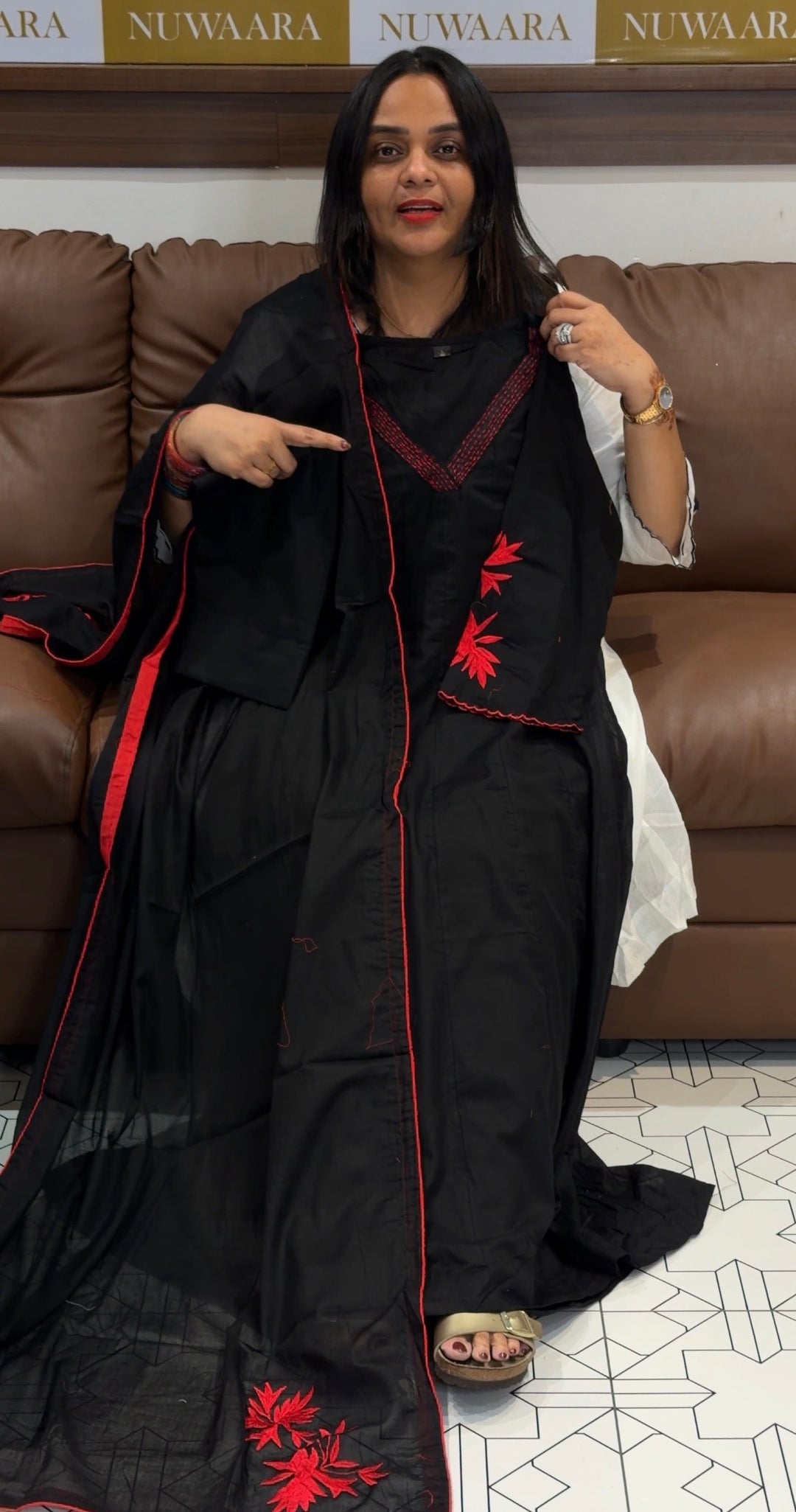 MUL COTTON ANARKALI TOP,BOTTOM AND DUPATTA - NUWA-694