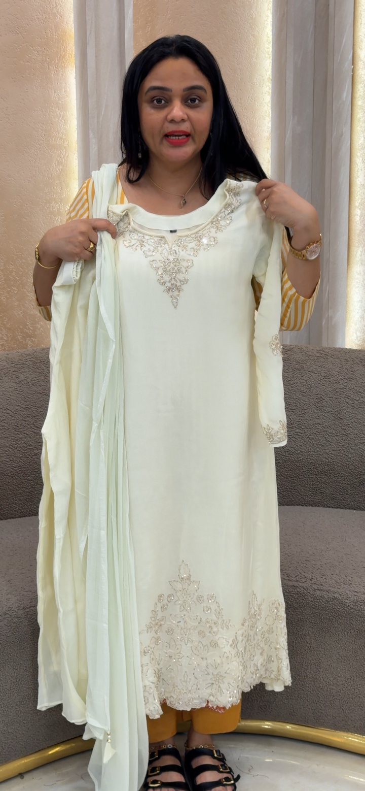 PLATINUM CHIFFON TOP, BOTTOM AND DUPATTA - NUWA - 2306