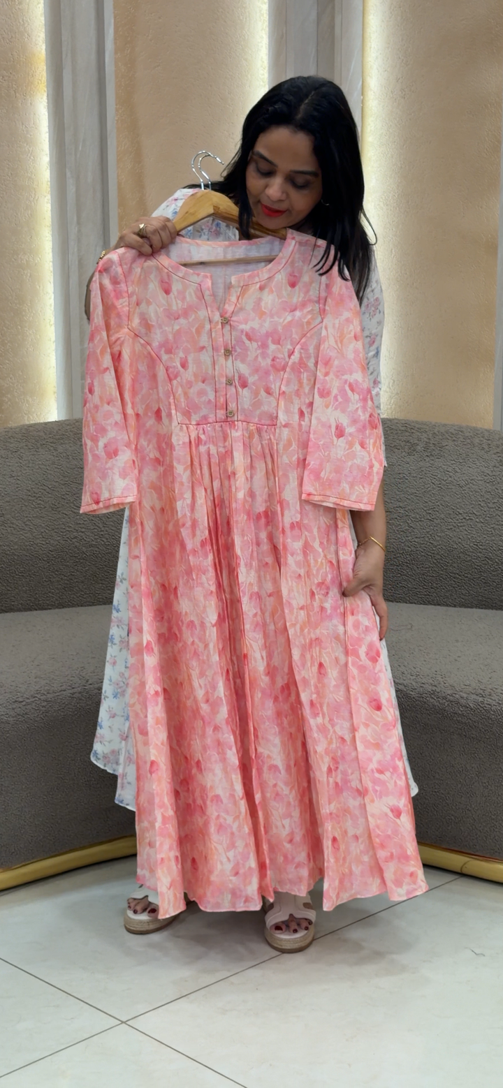 IN-HOUSE PRINTED LINEN LONG TOPS - NUWA - 1361