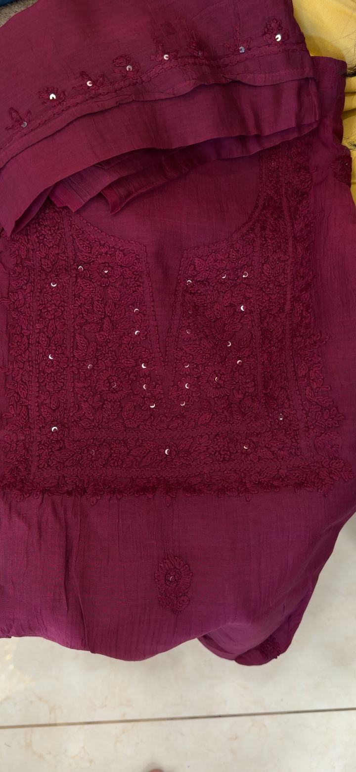 CHIKANKARI UNSTITCHED SALWAR SUITS - NUWA - 2338