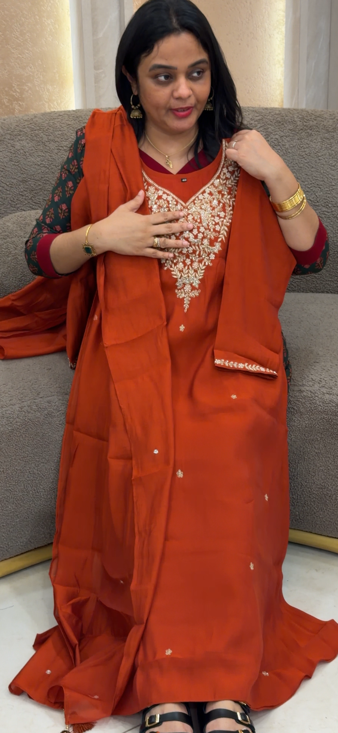 MALAI CHANDERI TOP, BOTTOM AND DUPATTA - NUWA - 1661