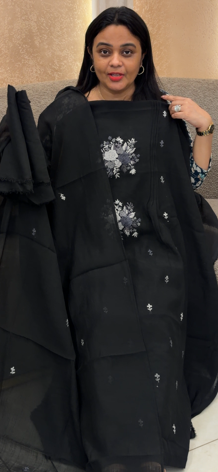 HAND WORKED MUL CRUSH UNSTITCHED SALWAR SUITS - NUWA - 2412