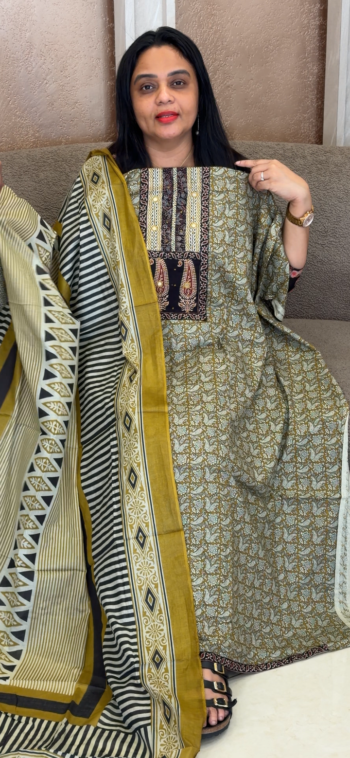 PRINTED COTTON UNSTITCHED SALWAR SUITS - NUWA - 2242