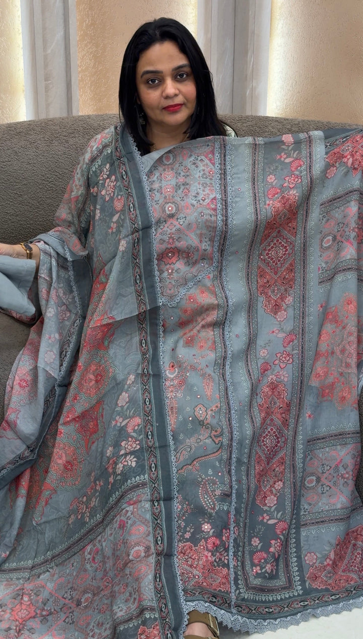 MUL CHANDERI UNSTITCHED SALWAR SUITS - NUWA-1473