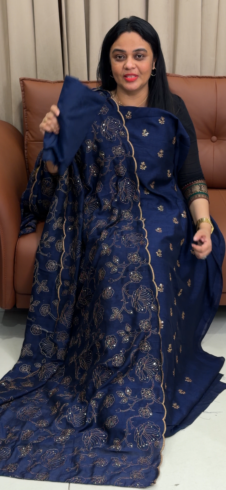 SEMI RAW SILK UNSTITCEHD SALWAR SUITS - NUWA - 2362