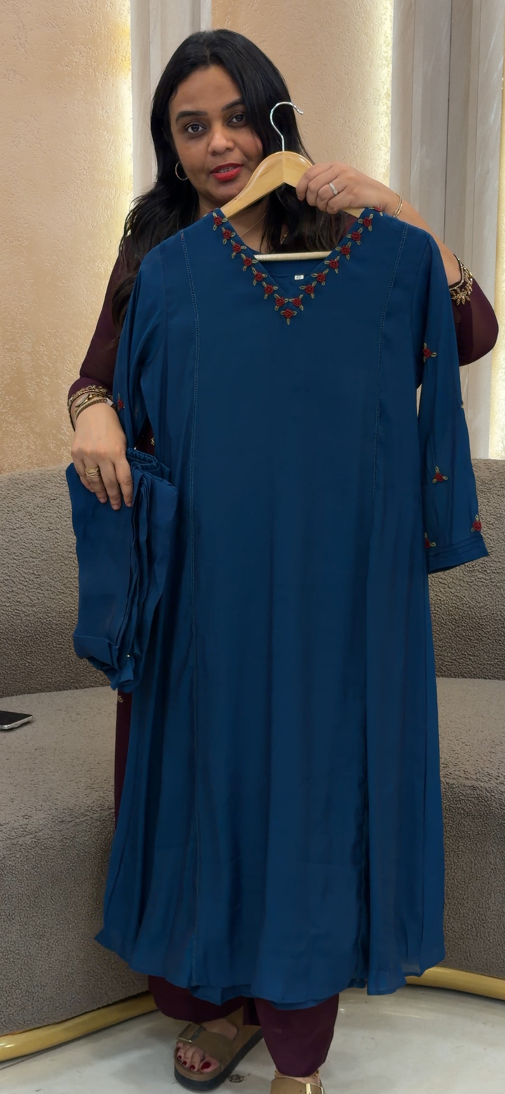 MUL CHANDERI TOP, BOTTOM AND DUPATTA - NUWA - 1197