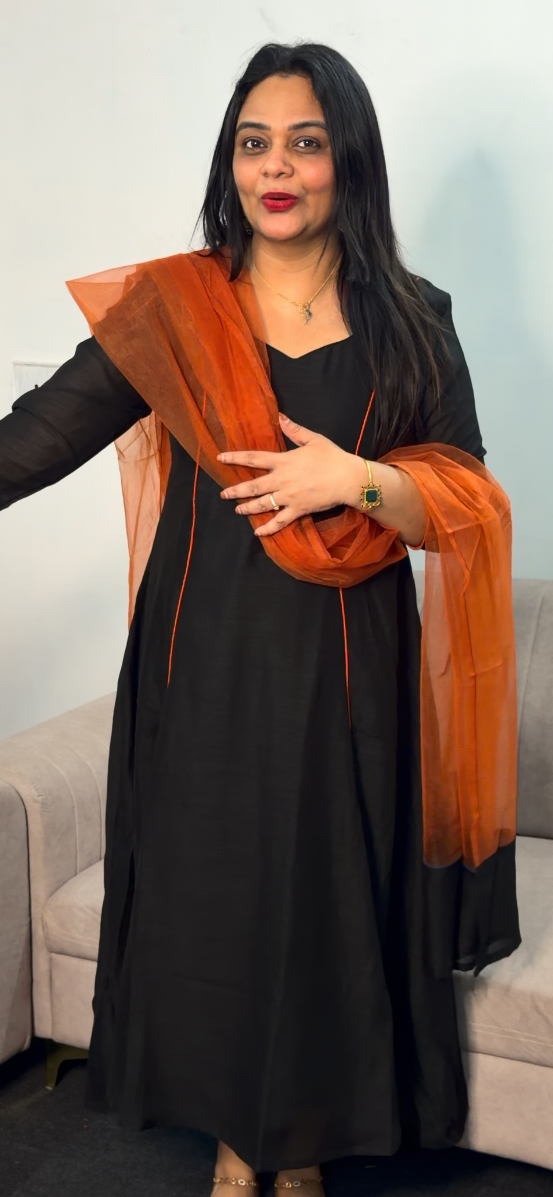 IN-HOUSE SEMI RAW SILK ALINE TOP AND DUPATTA - NUWA - 1470