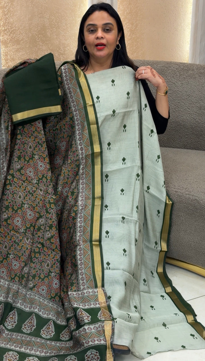 BLOCK PRINTED UNSTITCHED SALWAR SUITS - NUWA-1232