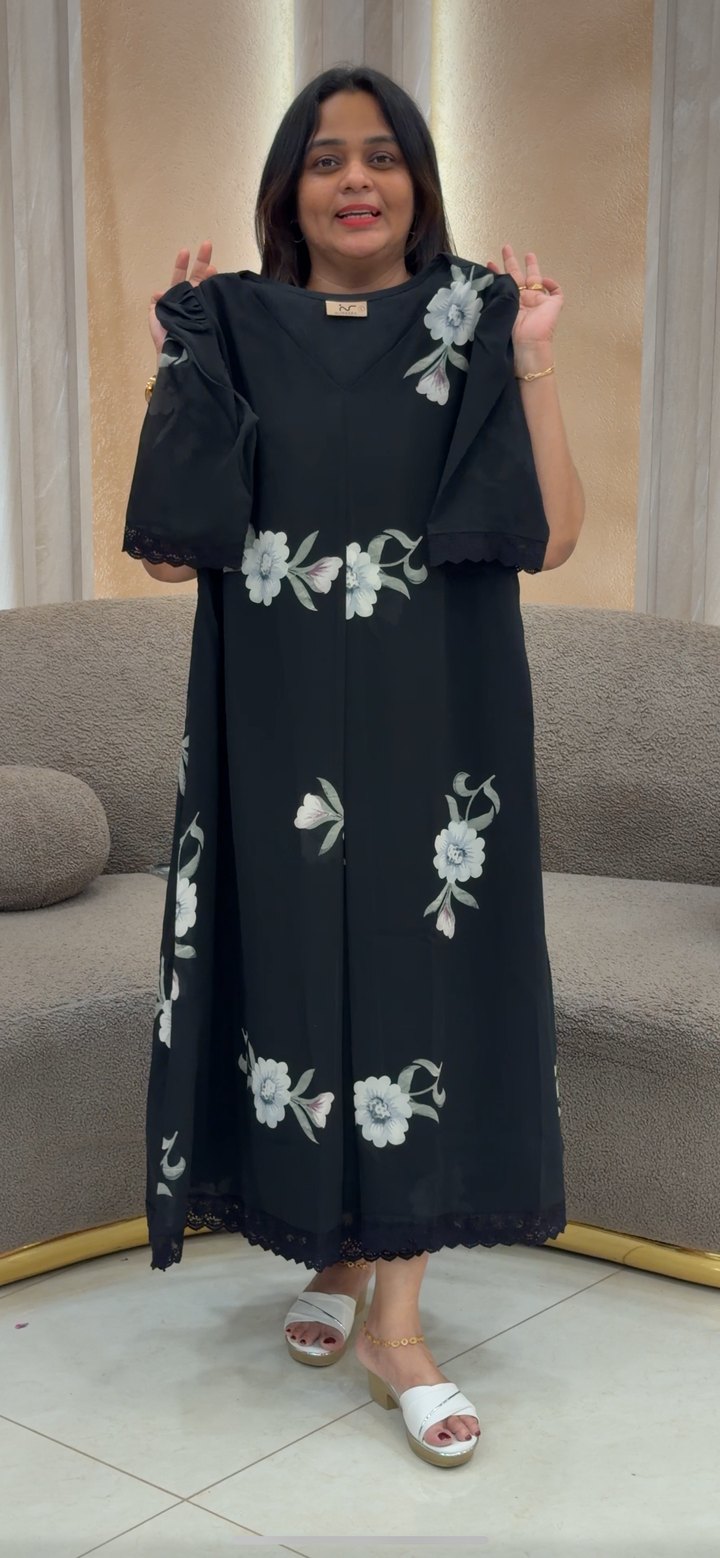 FAUX GEORGETTE LONG ALINE FROCKS - NUWA - 176