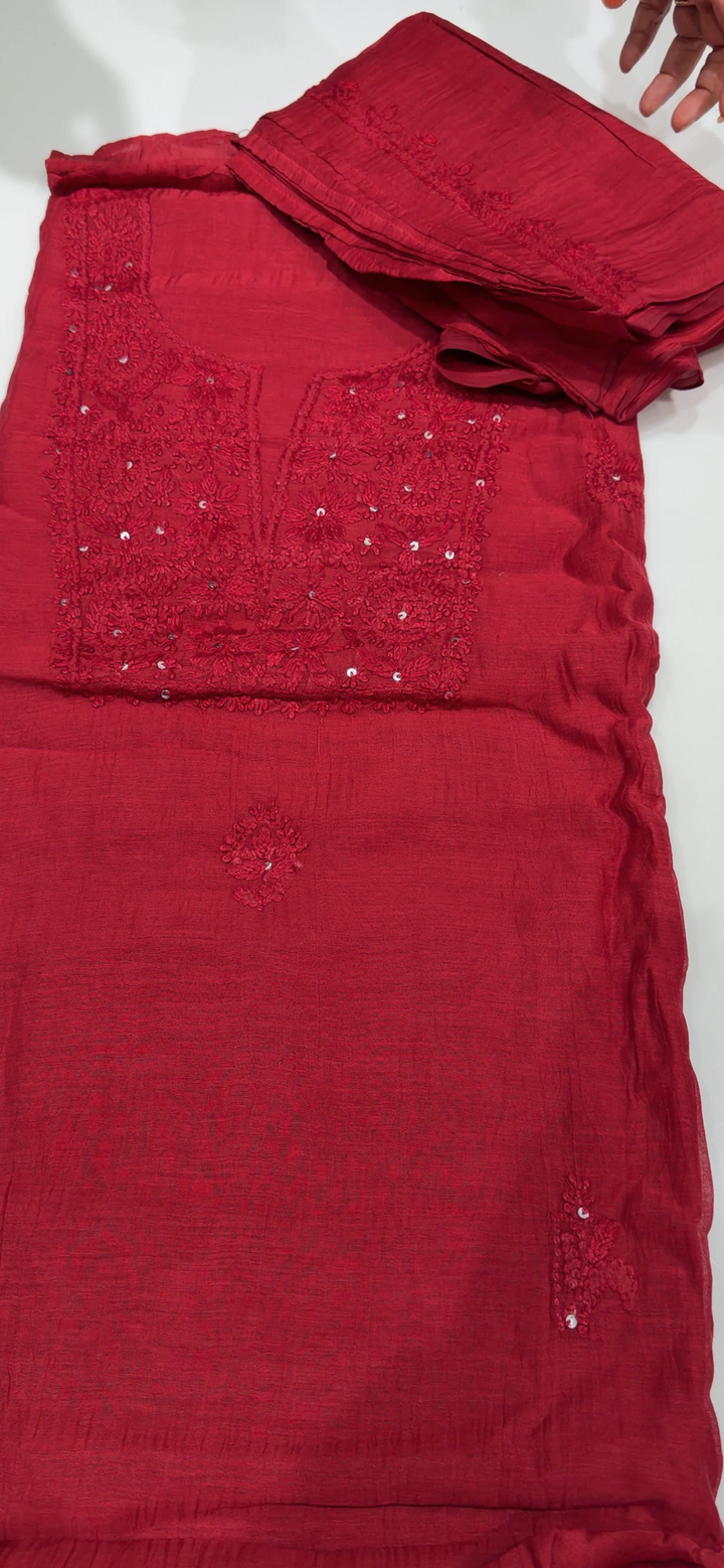 CHIKANKARI UNSTITCHED SALWAR SUITS - NUWA - 1743