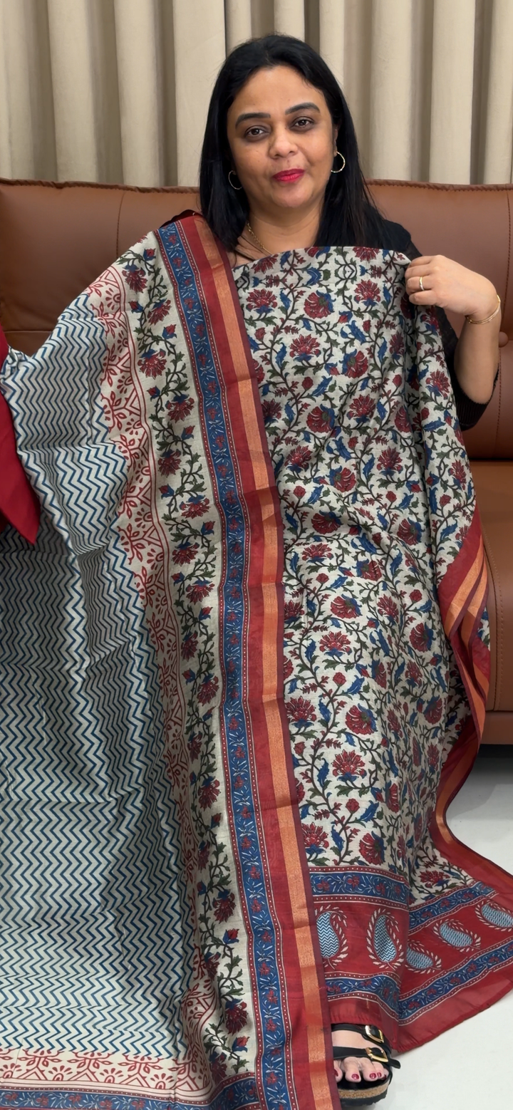 PRINTED MAHESWARAI UNSTITCHED SALWAR SUITS - NUWA - 1596