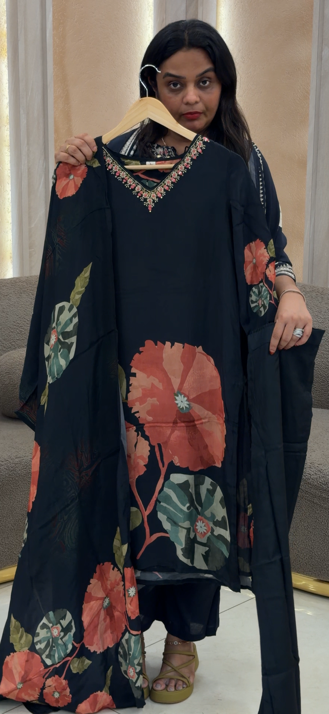 PRINTED CRAPE TOP, BOTTOM AND DUPATTA - NUWA - 533