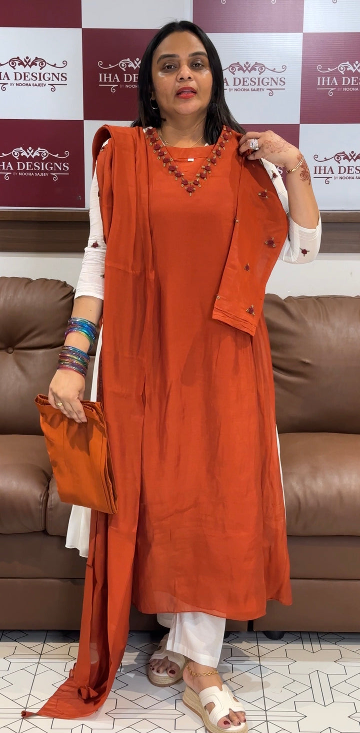 MUL CHANDERI TOP,BOTTOM AND DUPATTA - NUWA-1017