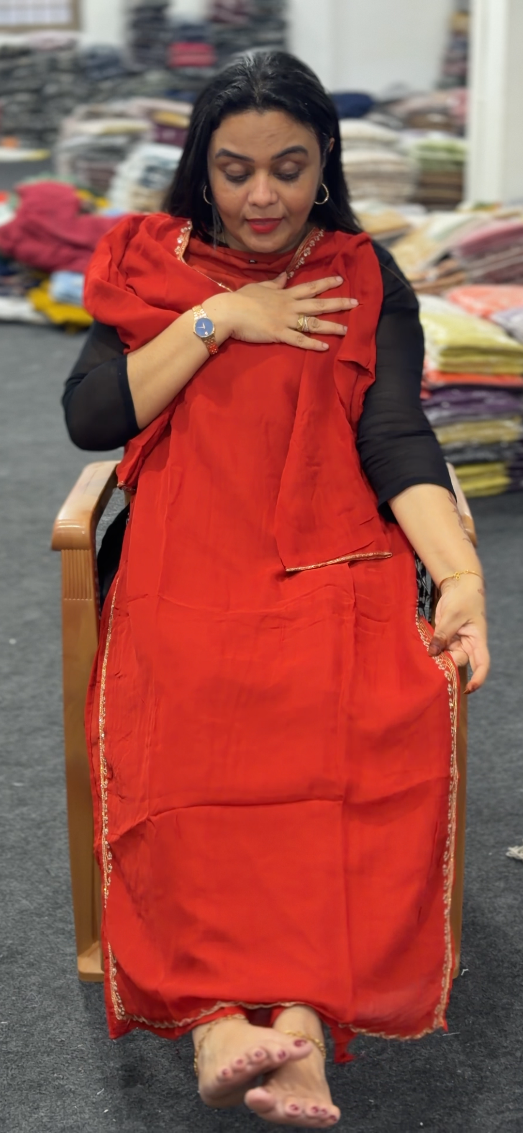 VISCOSE GEORGETTE HAND WORKED TOPS - NUWA - 1250