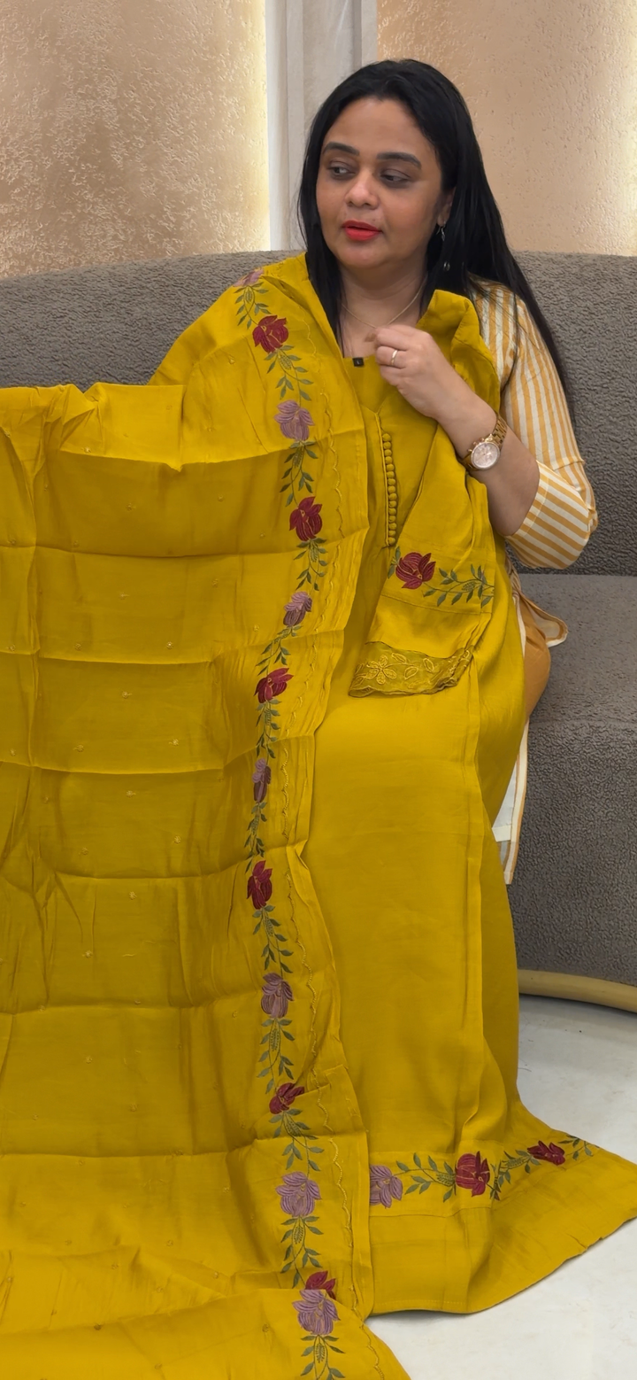 MALAI CHANDERI TOP, BOTTOM AND DUPATTA - NUWA - 2305