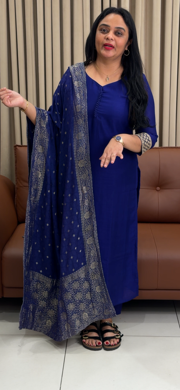 SEMI RAW SILK TOP, BOTTOM AND DUPATTA - NUWA - 1794