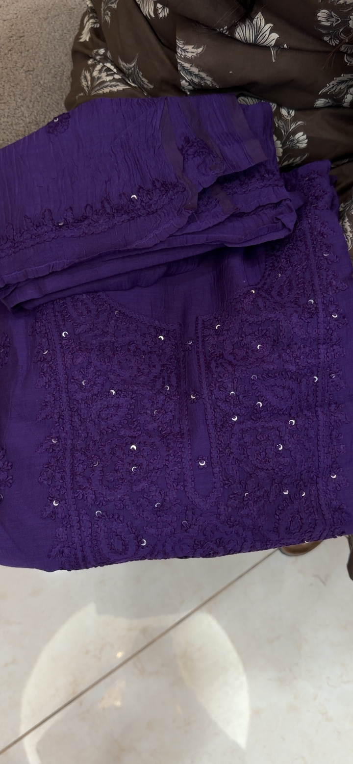 LUCKNOWI CHIKANKARI UNSTITCHED SALWAR SUITS - NUWA - 1396