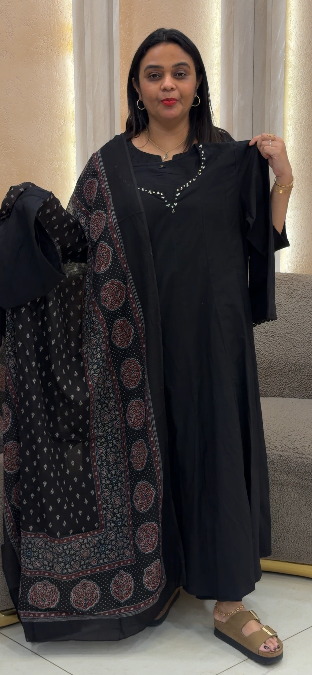 COTTON ANARKALI TOP, BOTTOM AND DUPATTA  - NUWA - 1112