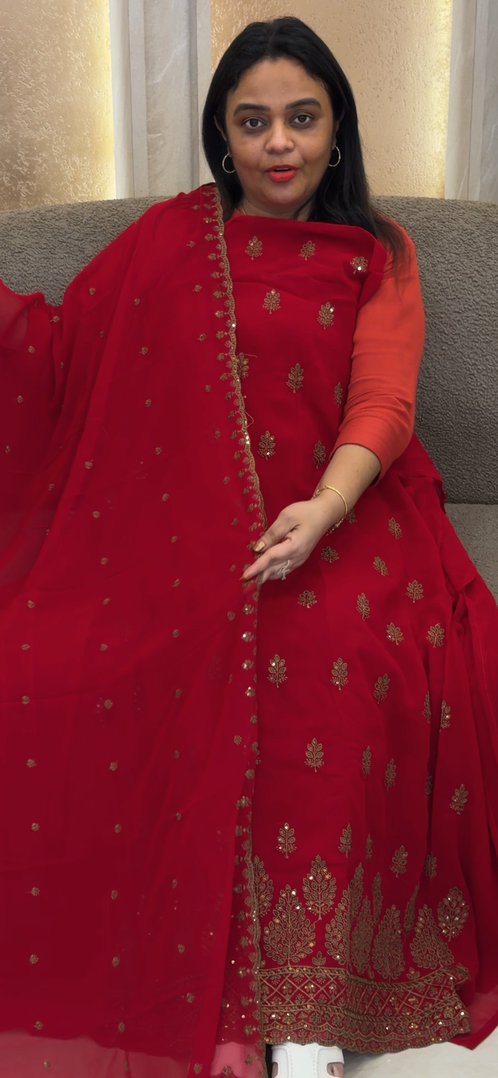 FAUX GEORGETTE UNSTITCHED SALWAR SUITS - NUWA - 1351